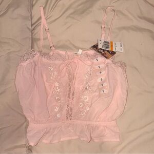 Self Esteem Pink Lace Trim Tank Top